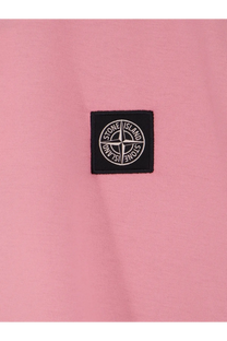 Pink stone island logo patch on soft cotton fabric of stone island men’s cotton shirt pink