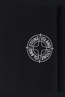 Stone Island men’s black cotton sweatshirt with white compass logo embroidered on the chest