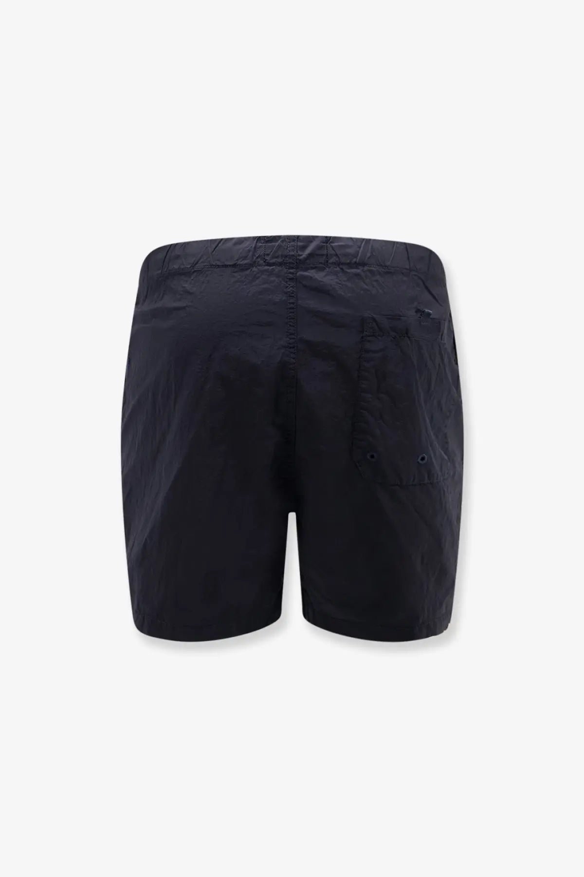 Black stone island men’s econylon swim trunks with relaxed fit elastic waistband and button-secured back pocket
