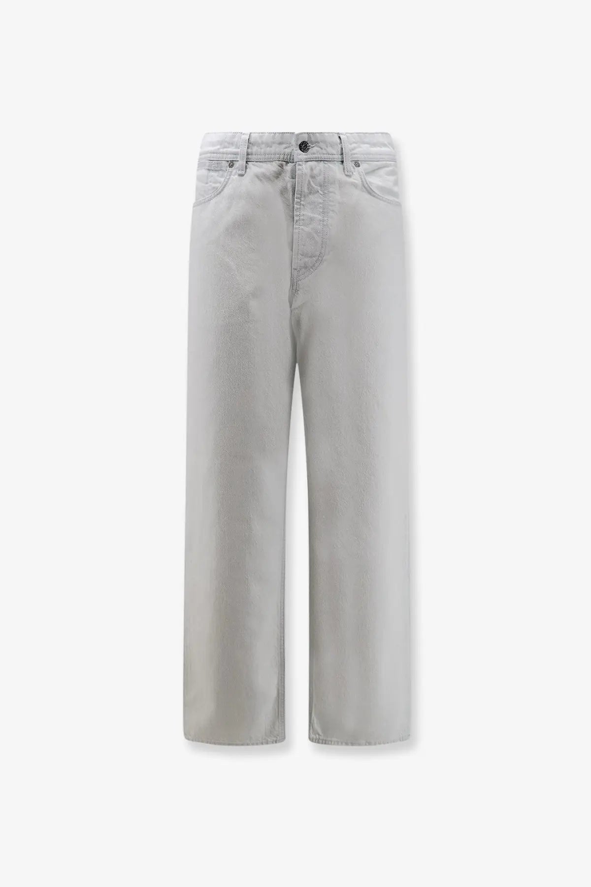 Stone island men’s faded effect jeans in light gray wide-leg denim with a clean minimalist design