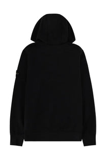 Stone island men’s felpa con patch black hooded sweatshirt with subtle logo patch on the left sleeve