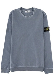 Stone Island men’s felpa con patch grey sweatshirt with gray stone fabric and black compass logo patch on left sleeve