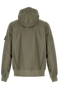 Stone Island men’s hooded parka green in olive with sleek water-resistant fabric and subtle seam detailing
