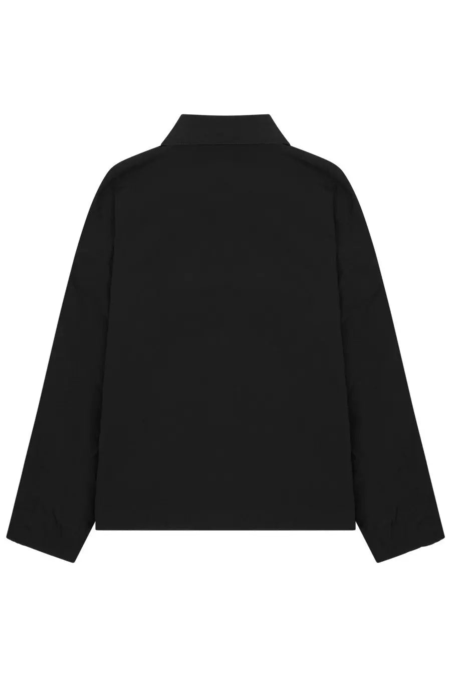 Stone island men’s black minimalist jacket with structured collar and long sleeves in a sleek design
