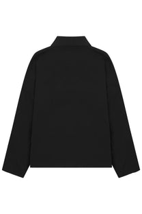 Stone island men’s black minimalist jacket with structured collar and long sleeves in a sleek design