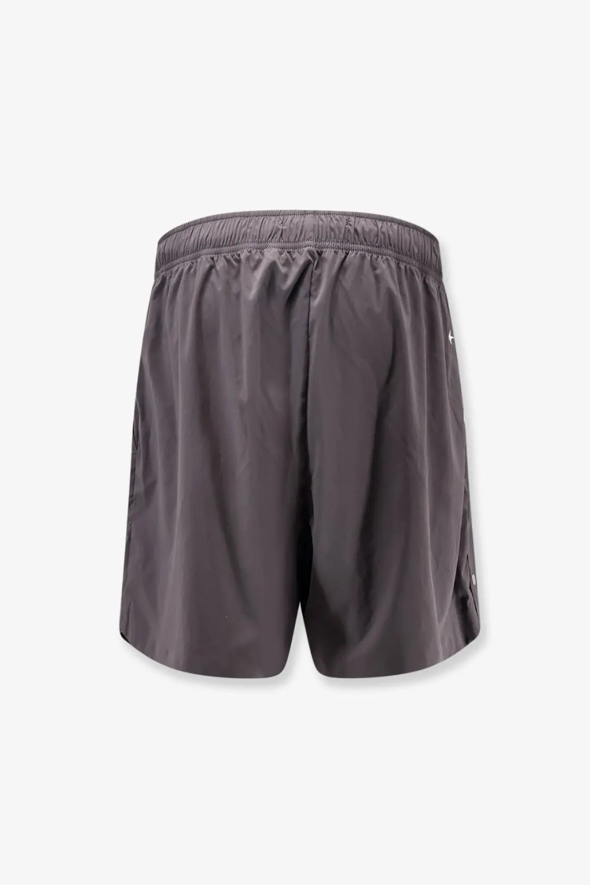 Stone island men’s nylon bermuda shorts grey featuring dark gray color elastic waistband and subtle side branding