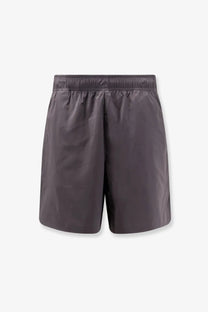 Stone island men’s nylon bermuda shorts in dark gray with lightweight fabric and elastic waistband for comfort