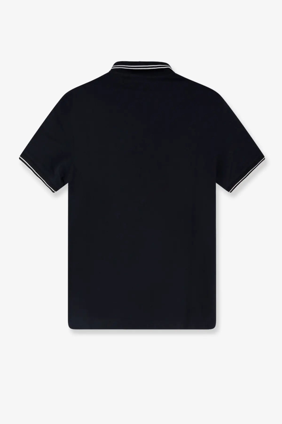 Stone island men organic cotton polo shirt black with white trim on collar and sleeves for casual wear