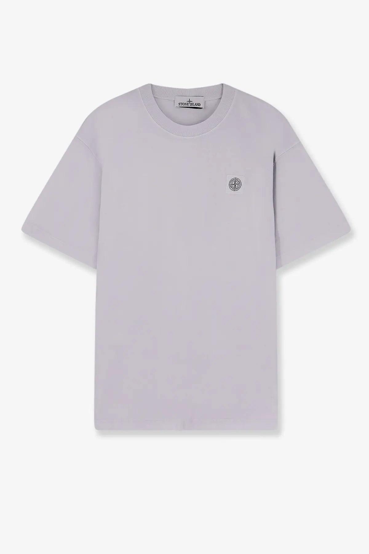 Stone Island men’s organic cotton light gray t-shirt with a subtle embroidered logo on the chest