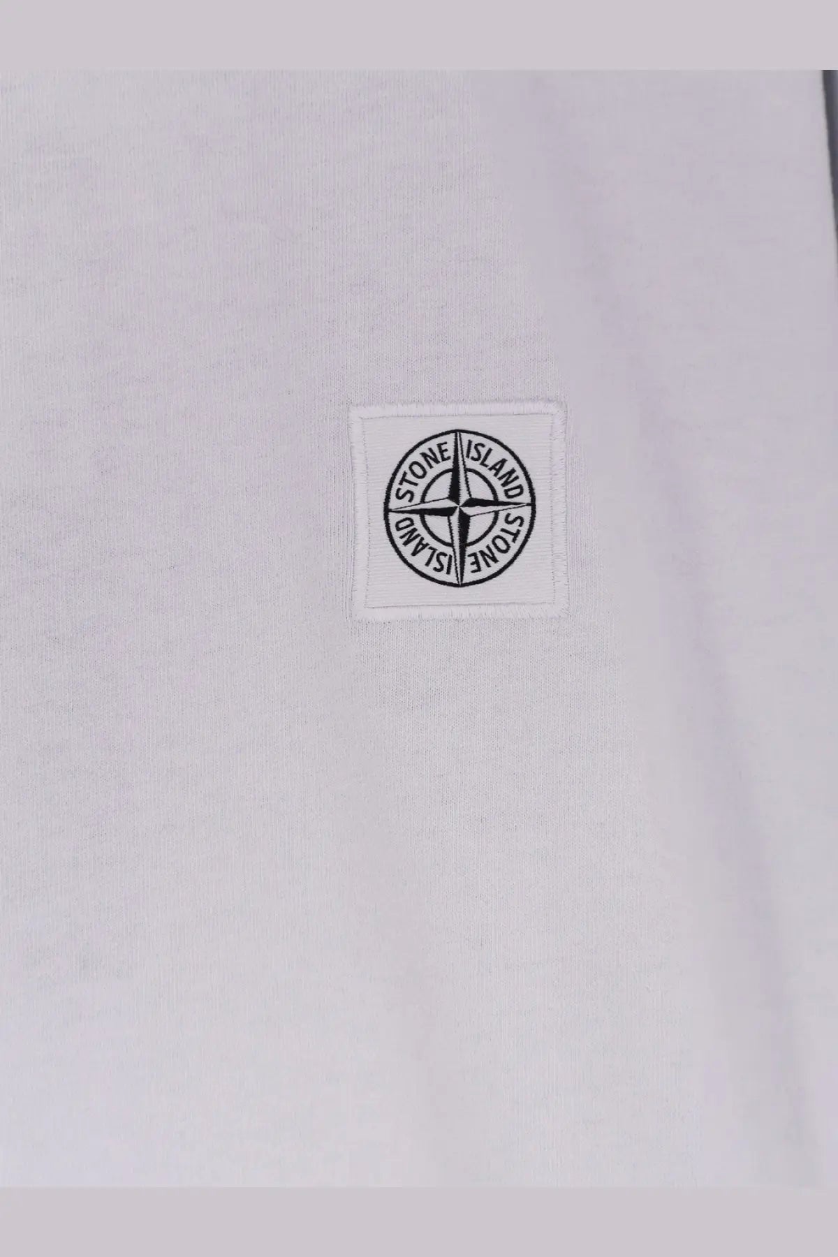 Stone island men’s organic cotton blue shirt with white stone island patch and black embroidered compass rose logo