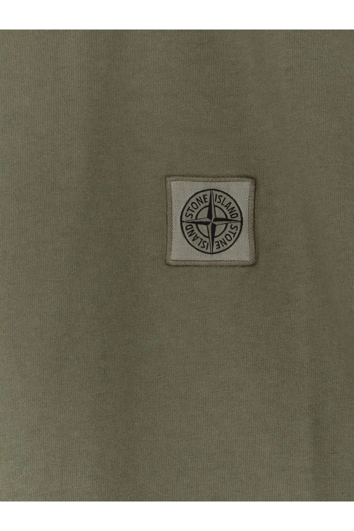 Stone Island men’s organic cotton shirt green with olive green jacket featuring beige embroidered compass patch