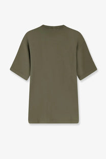 Stone Island men’s organic cotton shirt green oversized olive green t-shirt with relaxed fit and short sleeves