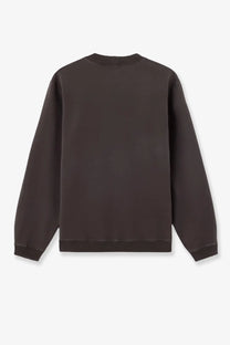 Stone Island men’s dark brown organic cotton crewneck sweatshirt with long sleeves and ribbed cuffs