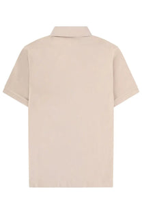 Stone Island men’s beige short-sleeved polo shirt with classic collar and minimalist design