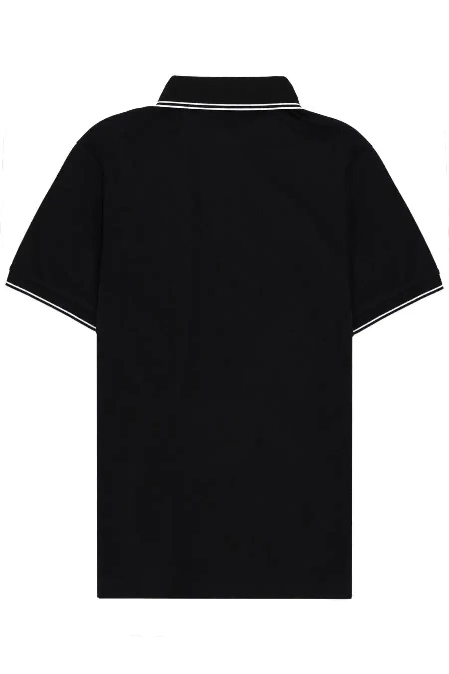 Stone Island men’s black polo shirt with white trim on collar and sleeves in short-sleeved cotton design
