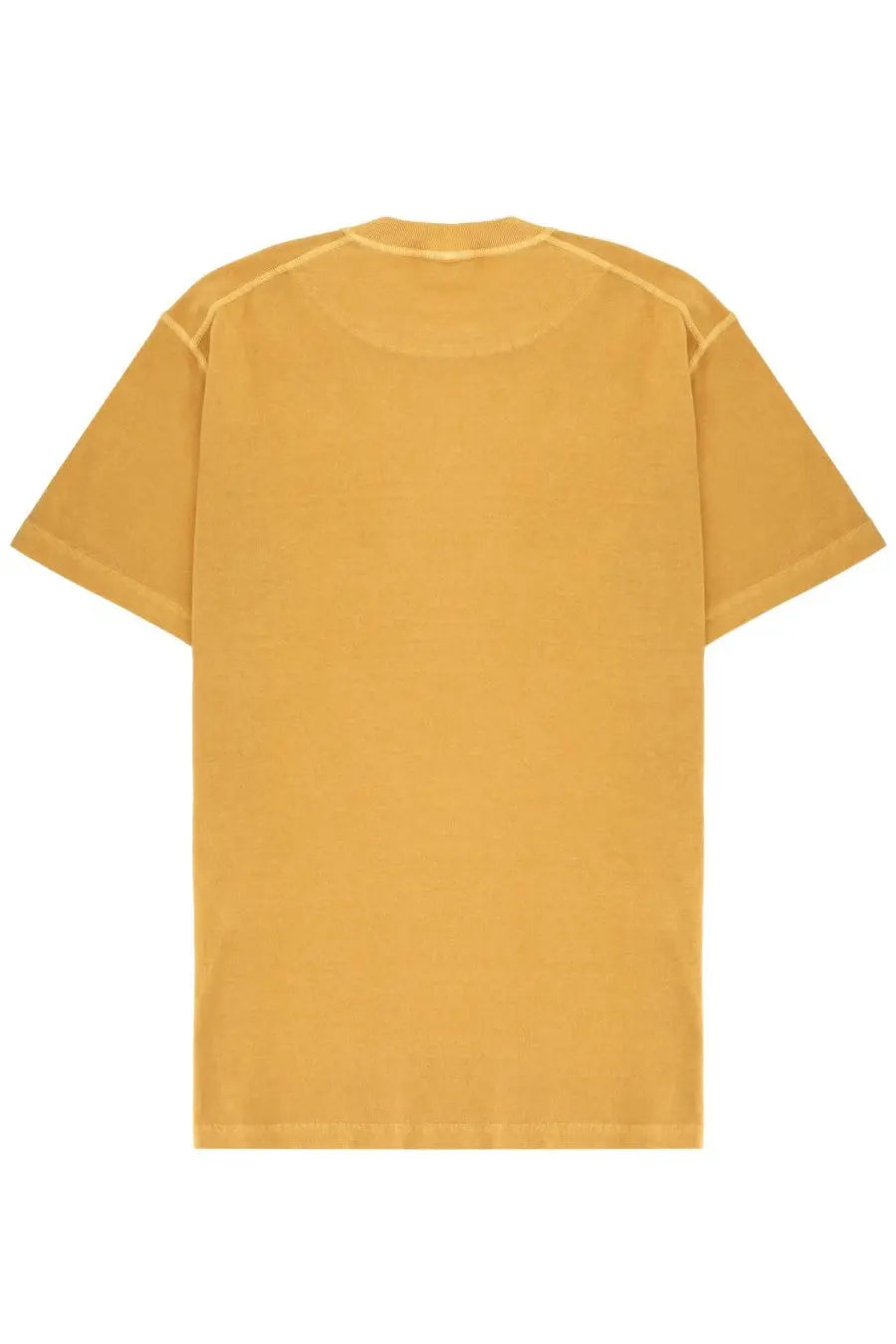 Stone Island men’s mustard yellow cotton t-shirt with relaxed fit and simple crew neckline