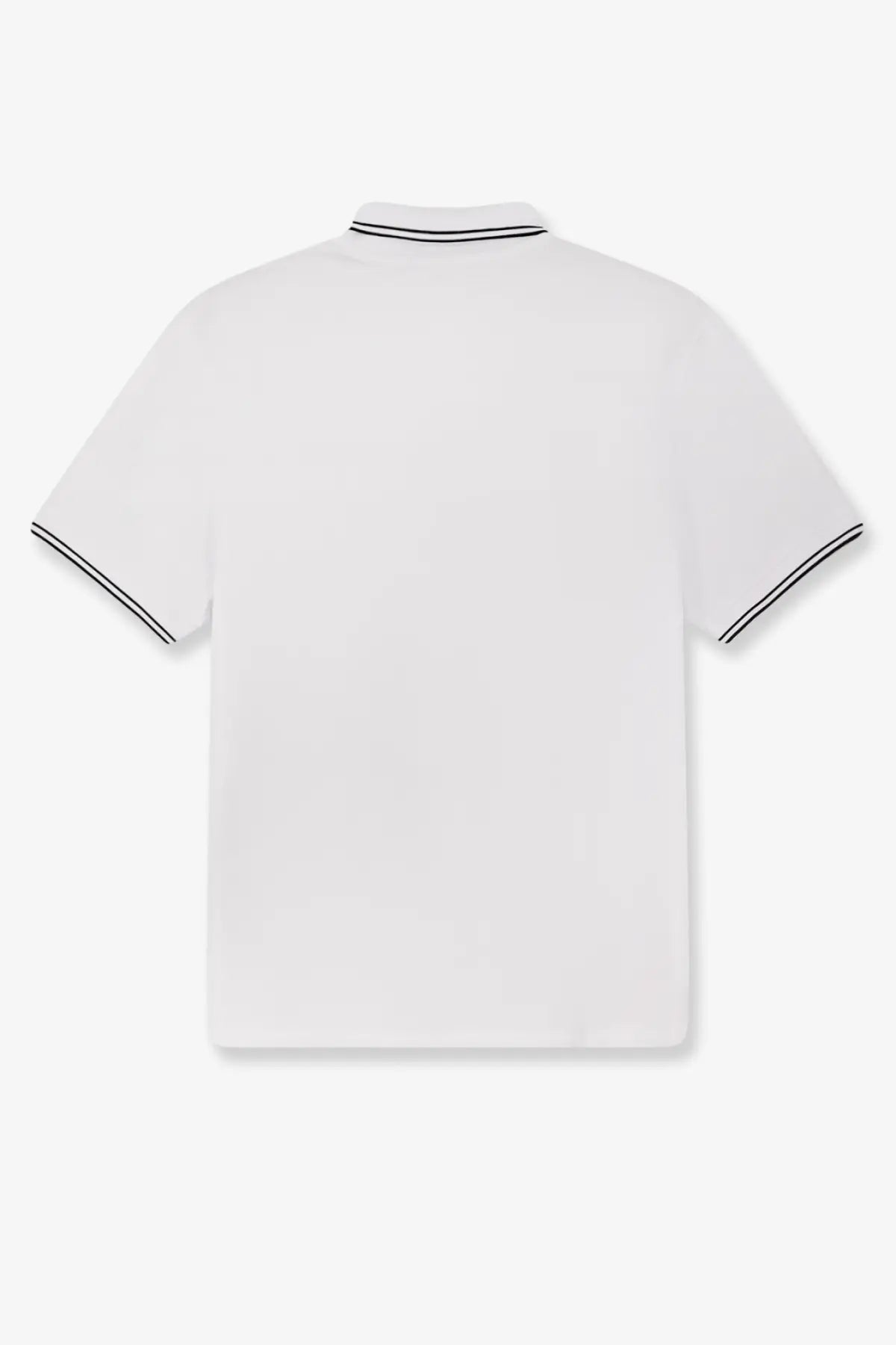Stone Island men’s white stretch organic cotton polo shirt with black double-stitched collar and sleeve trim