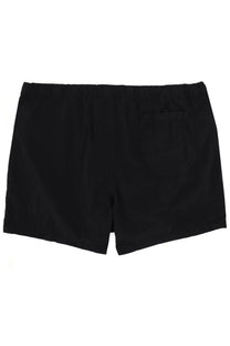 Stone island men’s swimsuit black elastic waist swim trunks with single back pocket shown from the back side