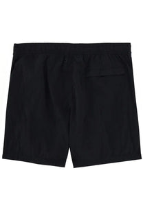 Black stone island men’s swimsuit back view with elastic waistband and small rear pocket for swimming use
