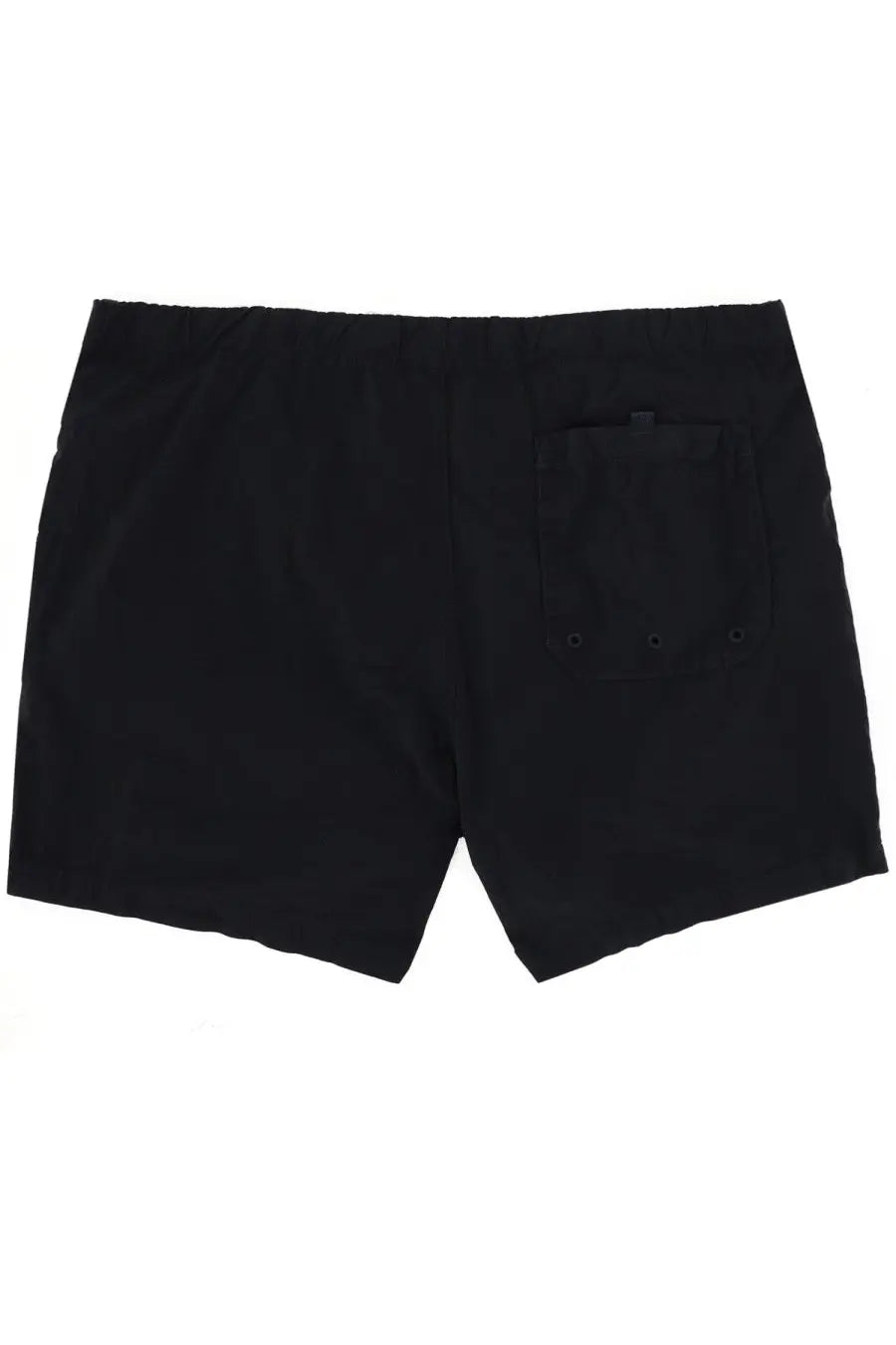 Black stone island men’s swimsuit shorts with elastic waistband and single back pocket shown from the back