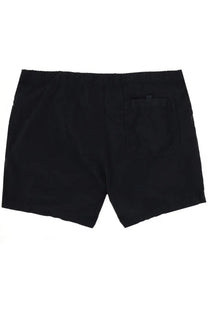 Black stone island men’s swimsuit shorts with elastic waistband and single back pocket shown from the back