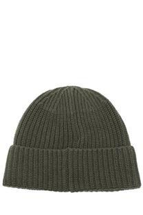Stone island men’s wool cap green olive green ribbed knit beanie with folded cuff