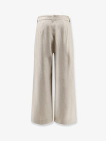 S Max Mara Women's Stretch Cotton and Linen Trousers White