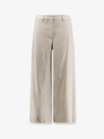 S Max Mara Women's Stretch Cotton and Linen Trousers White