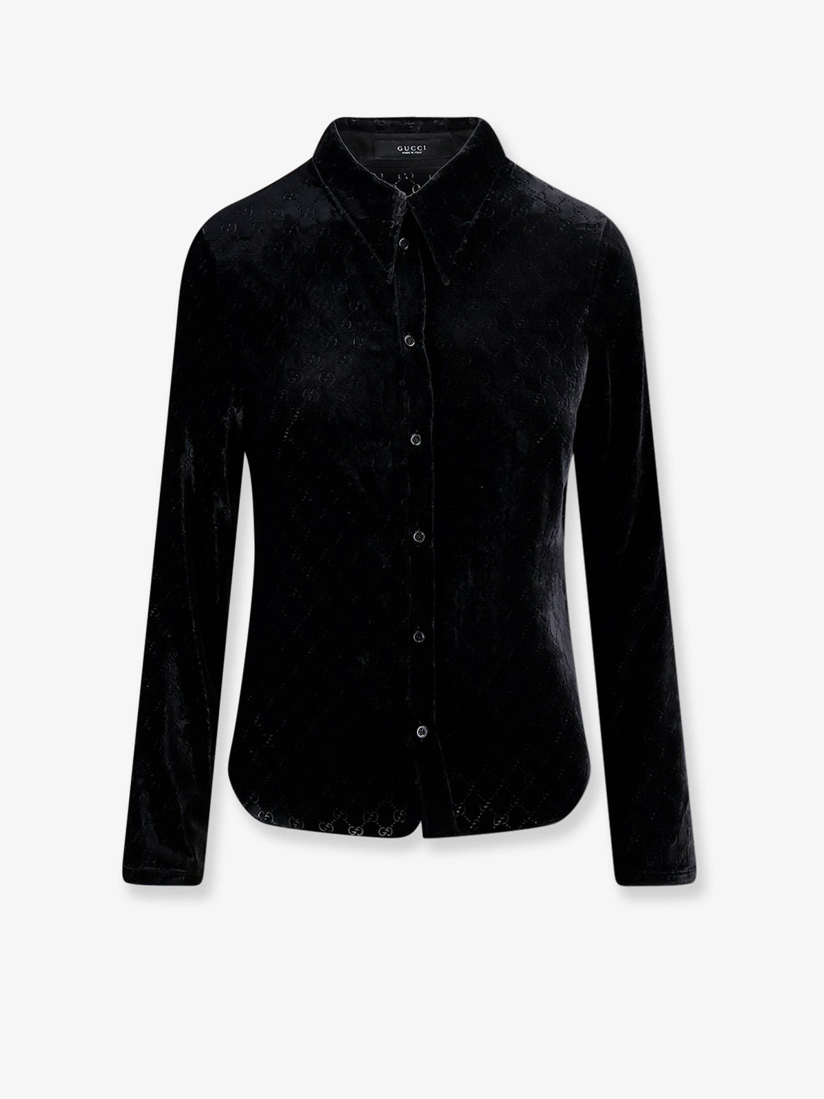 Gucci Men's Stretch GG Dévoré Velvet Shirt Black