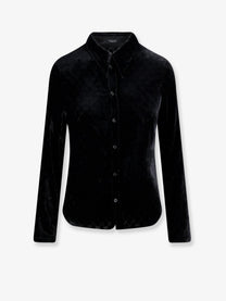 Gucci Men's Stretch GG Dévoré Velvet Shirt Black