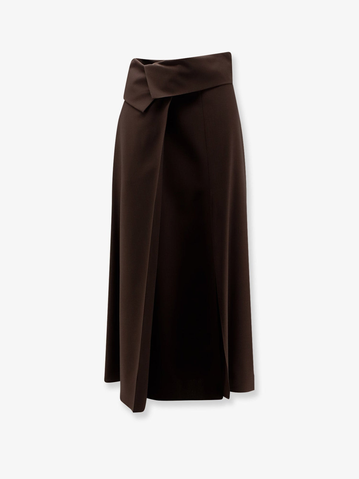 Alysi Women's Stretch Virgin Wool Long Skirt Brown