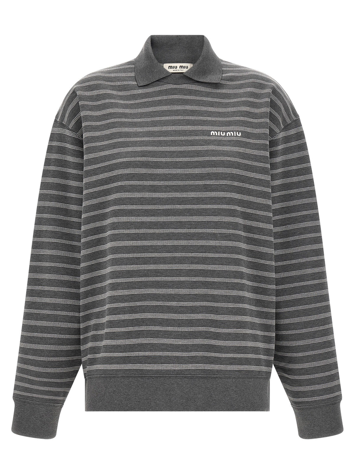 Miu Miu Striped Collared Sweatshirt Gold