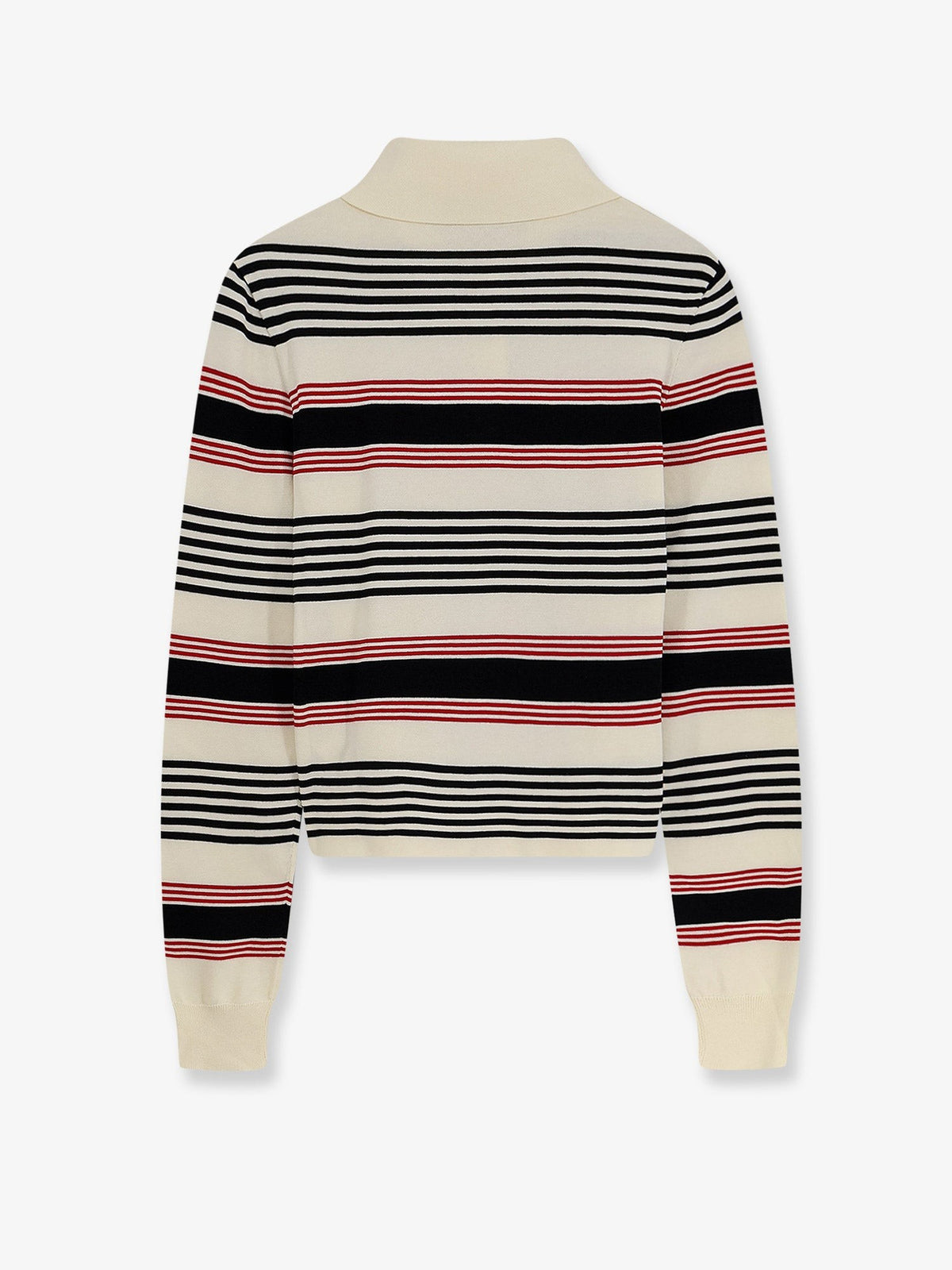 Celine Women's Striped Cotton Polo Sweater Black