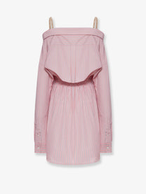 Miu Miu Women's Striped Cotton Shirt Dress Pink