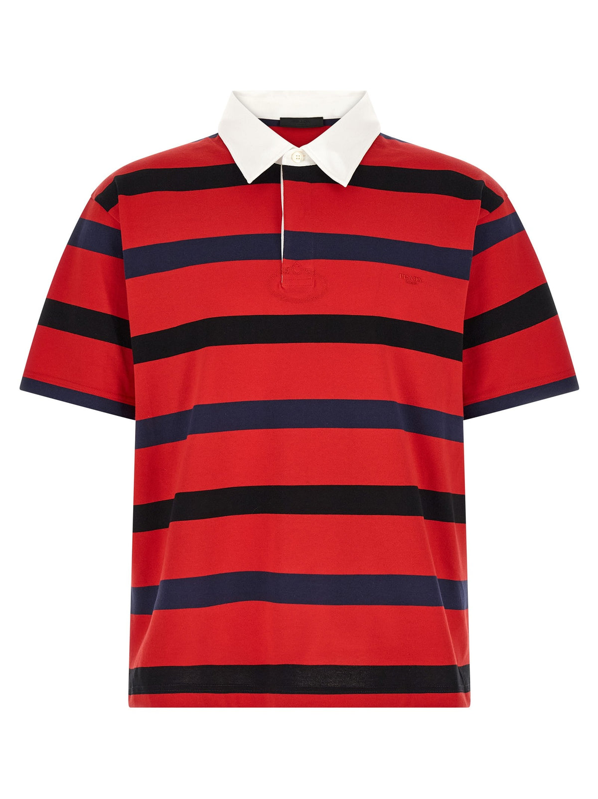 PRADA Striped Polo Shirt Red