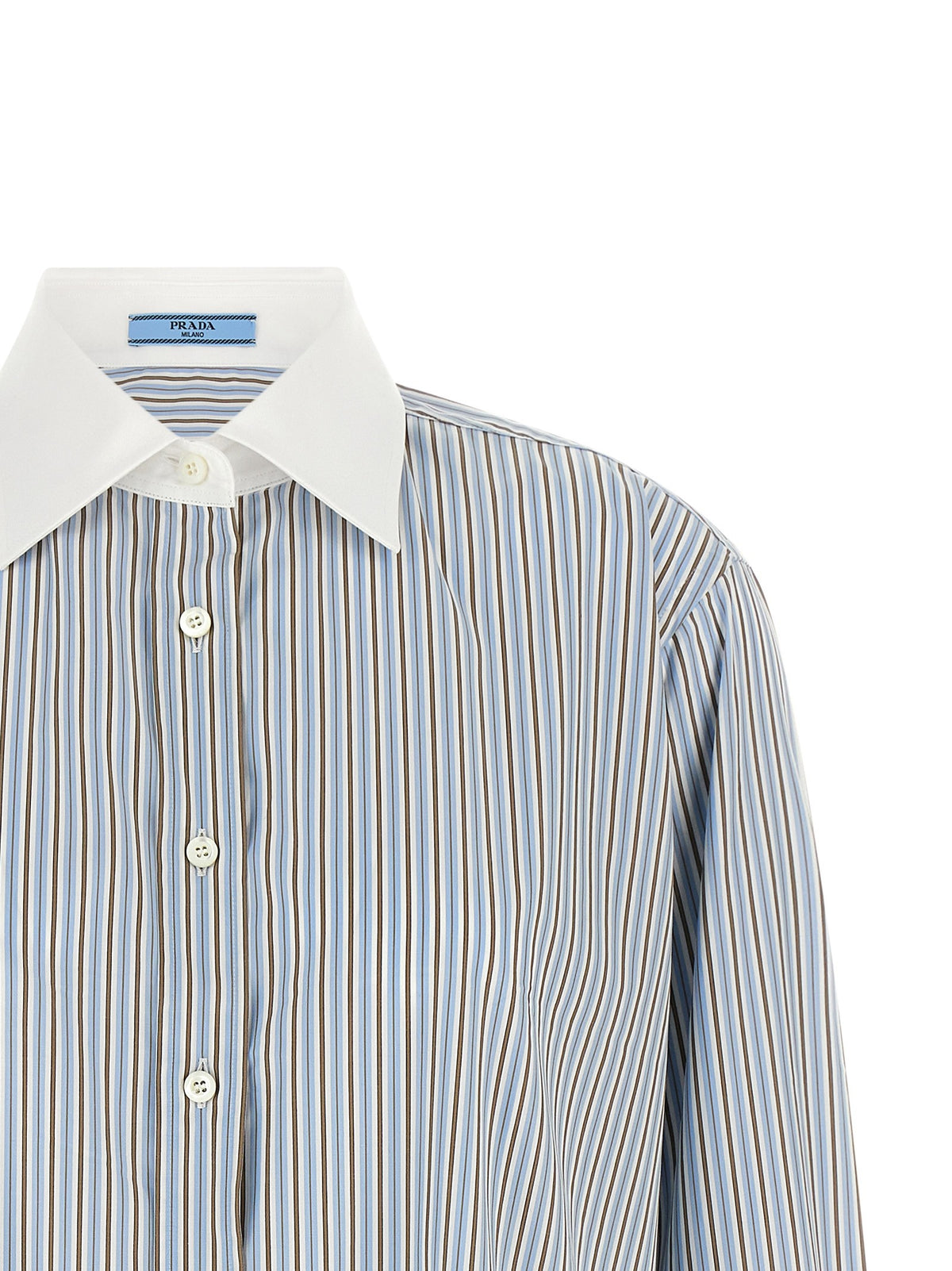 PRADA Striped Poplin Shirt Blue