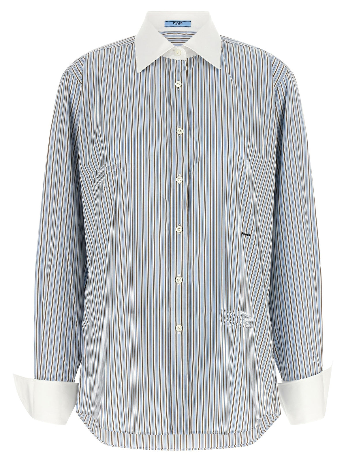 PRADA Striped Poplin Shirt Blue