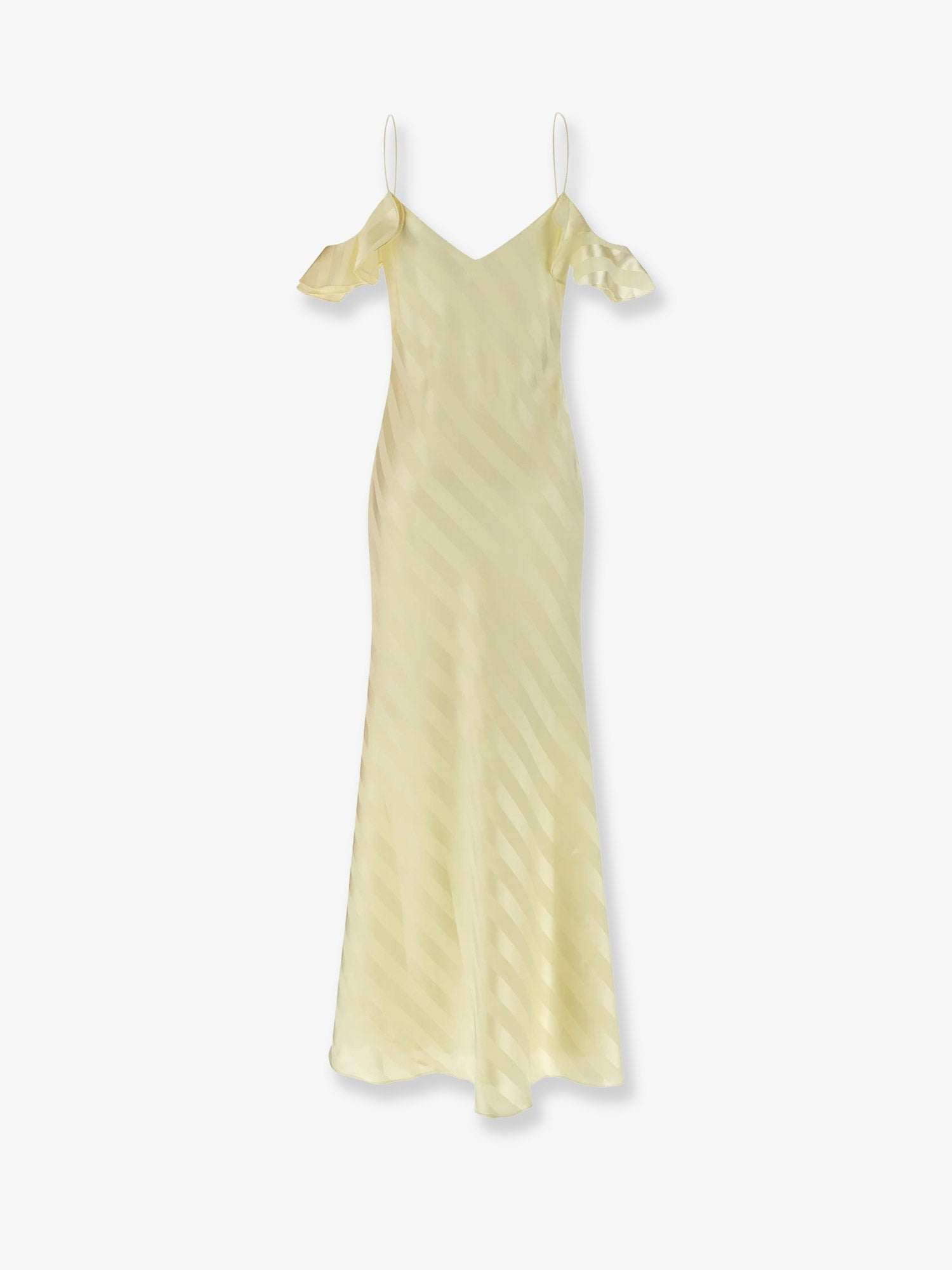 self-portrait Women's Satin Striped Long Dress Yellow