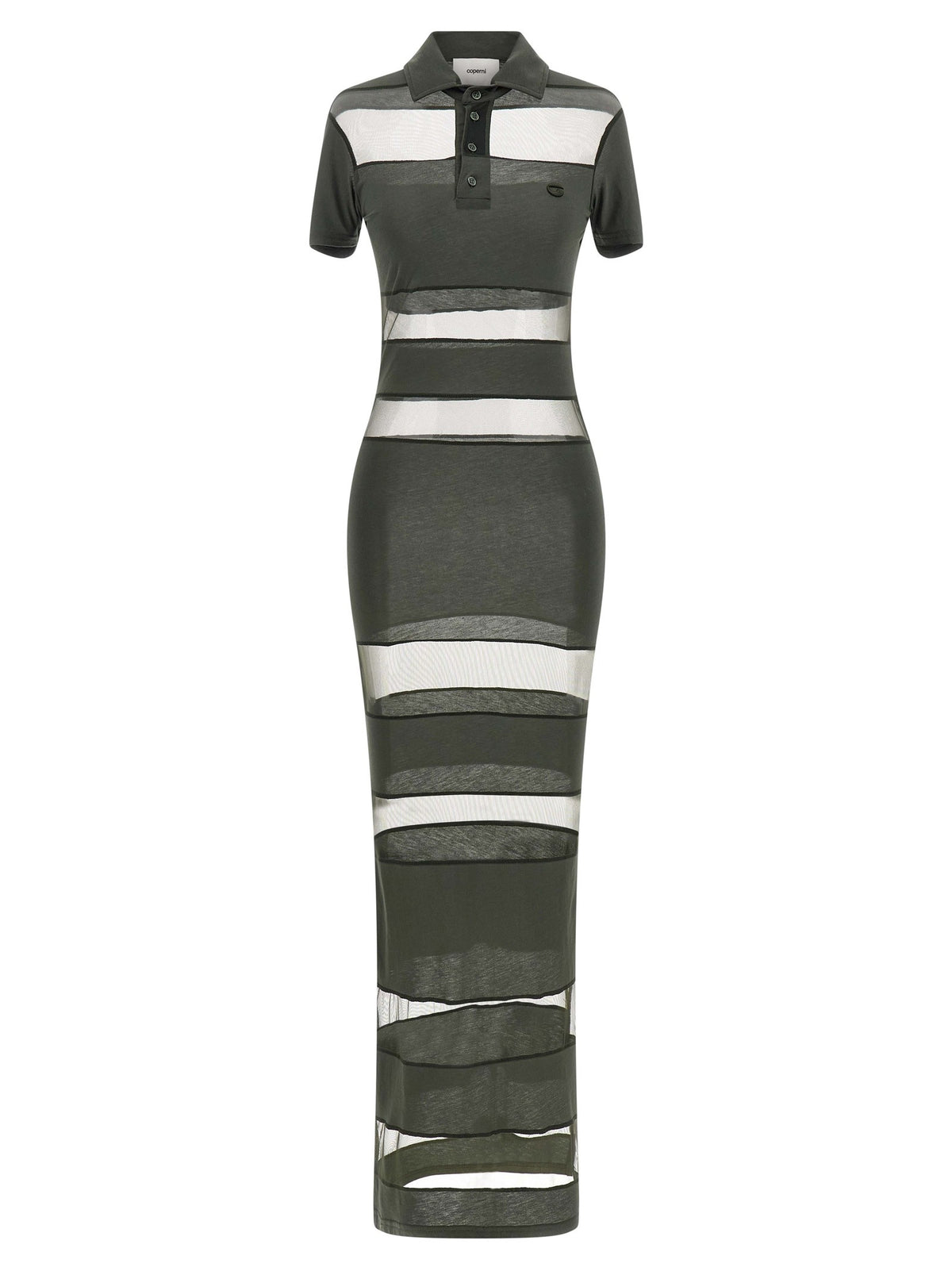 Coperni Striped Sheer Polo Dress Green