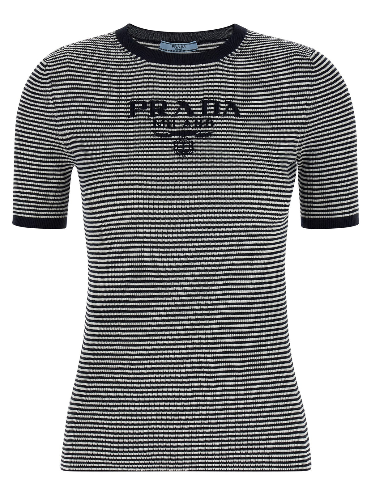 PRADA Striped Silk Shirt Blue