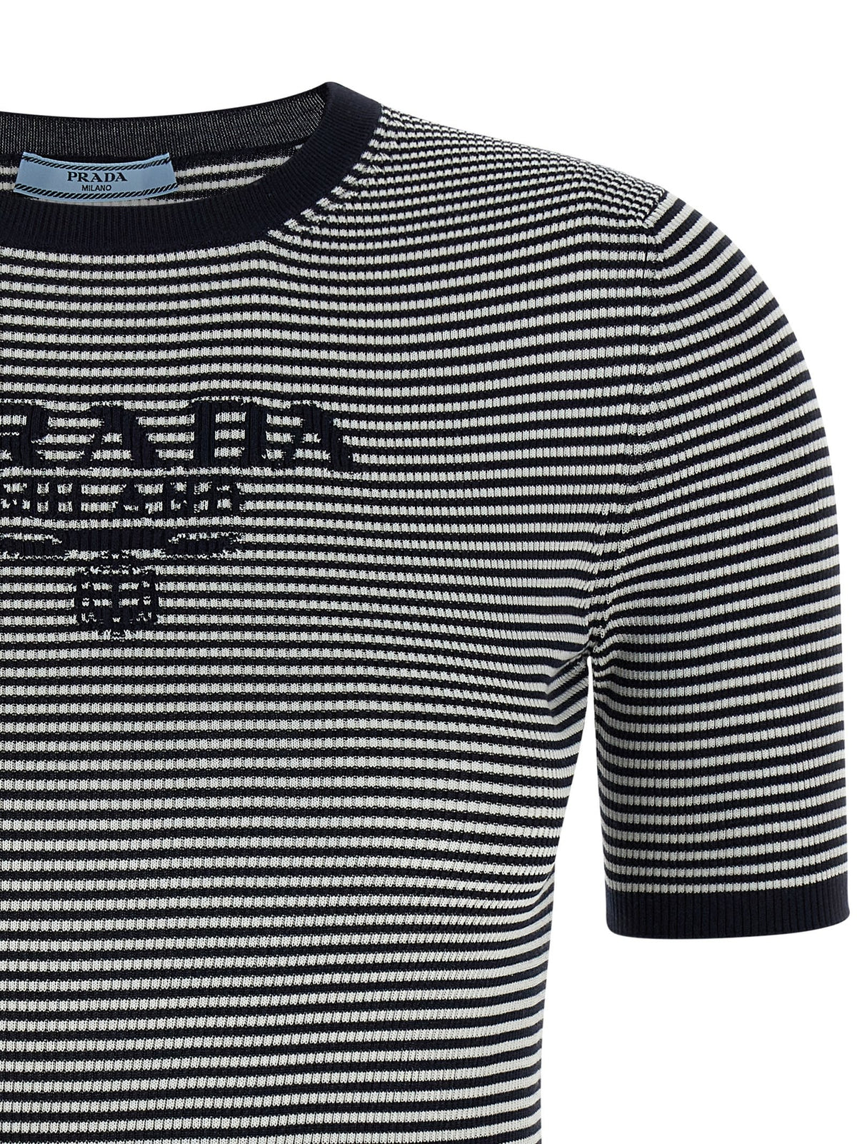 PRADA Striped Silk Shirt Blue