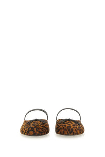 Brown leopard-print leather ballerina mule shoes with black bows by stuart weitzman for women