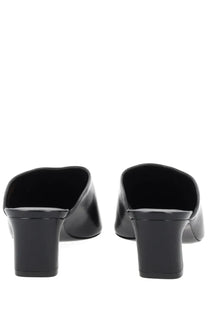 Stuart Weitzman women’s mule Stassi con tacco black patent leather mules with sleek glossy finish and block heels