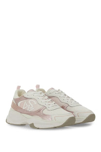 Stuart Weitzman women’s sneaker trainer with pink and white chunky mesh upper padded collar and bold side logo