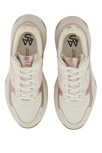 Stuart Weitzman women’s sneaker trainer blue in white and rose gold with mesh upper and chunky sole