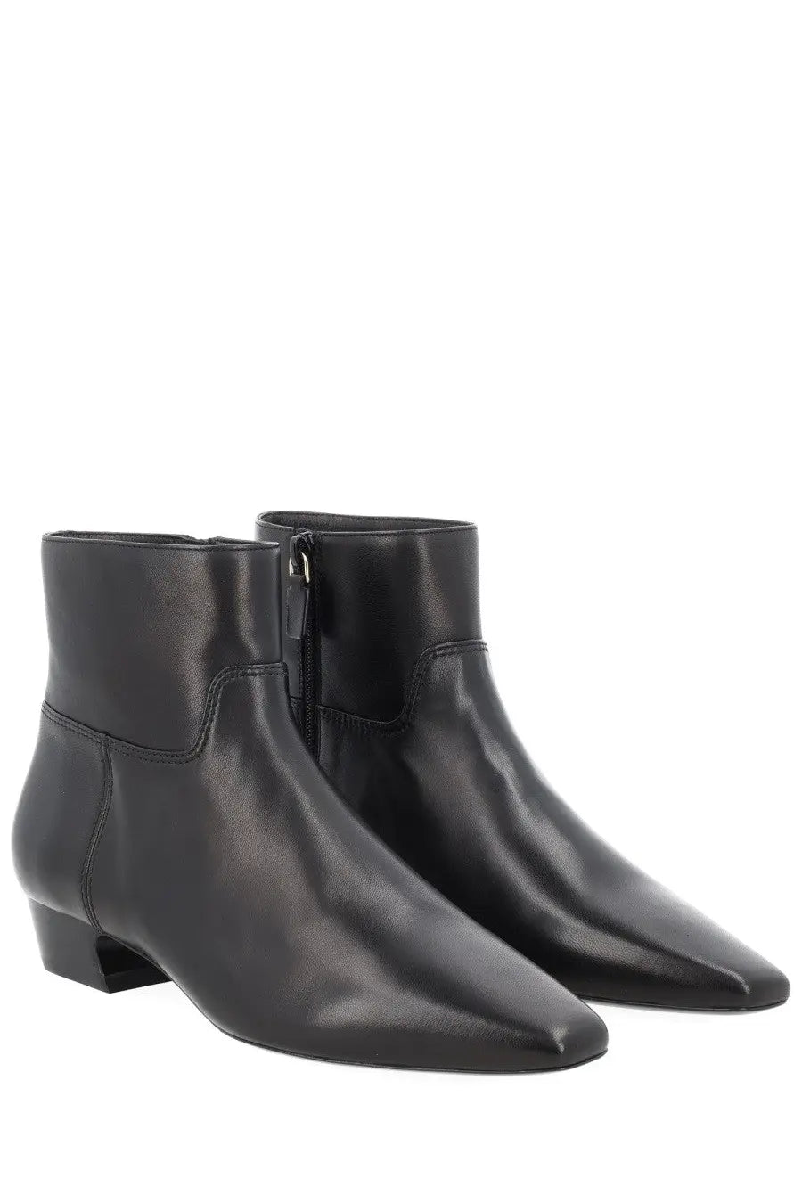 Stuart Weitzman women’s stivaletto stassi black leather ankle boots with pointed toe and low block heel