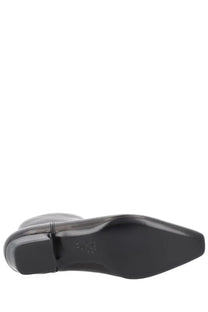 Stuart Weitzman women’s stivaletto stassi black patent leather ankle boot with pointed toe and low block heel