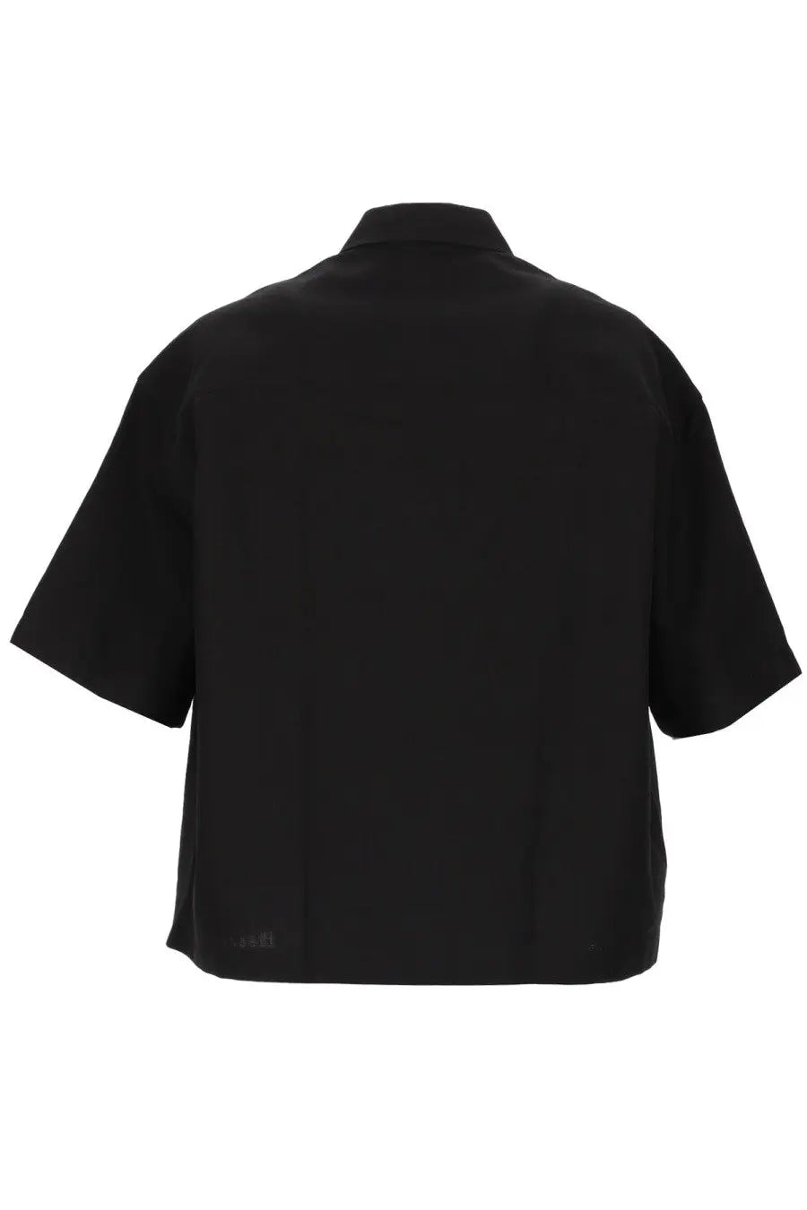 Studio nicholson men’s camicia sanko black short-sleeved shirt with classic collar and minimalist design