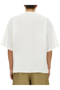 Studio Nicholson men’s white jersey shirt with oversized short sleeves and relaxed minimalist fit