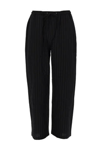 Studio nicholson men’s black pinstripe pantalone trousers with drawcord waistband for casual and smart wear